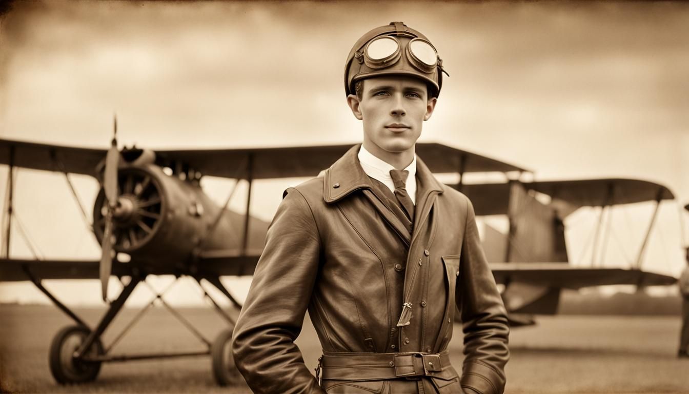 Vintage Aviator Portrait in Sepia Tone