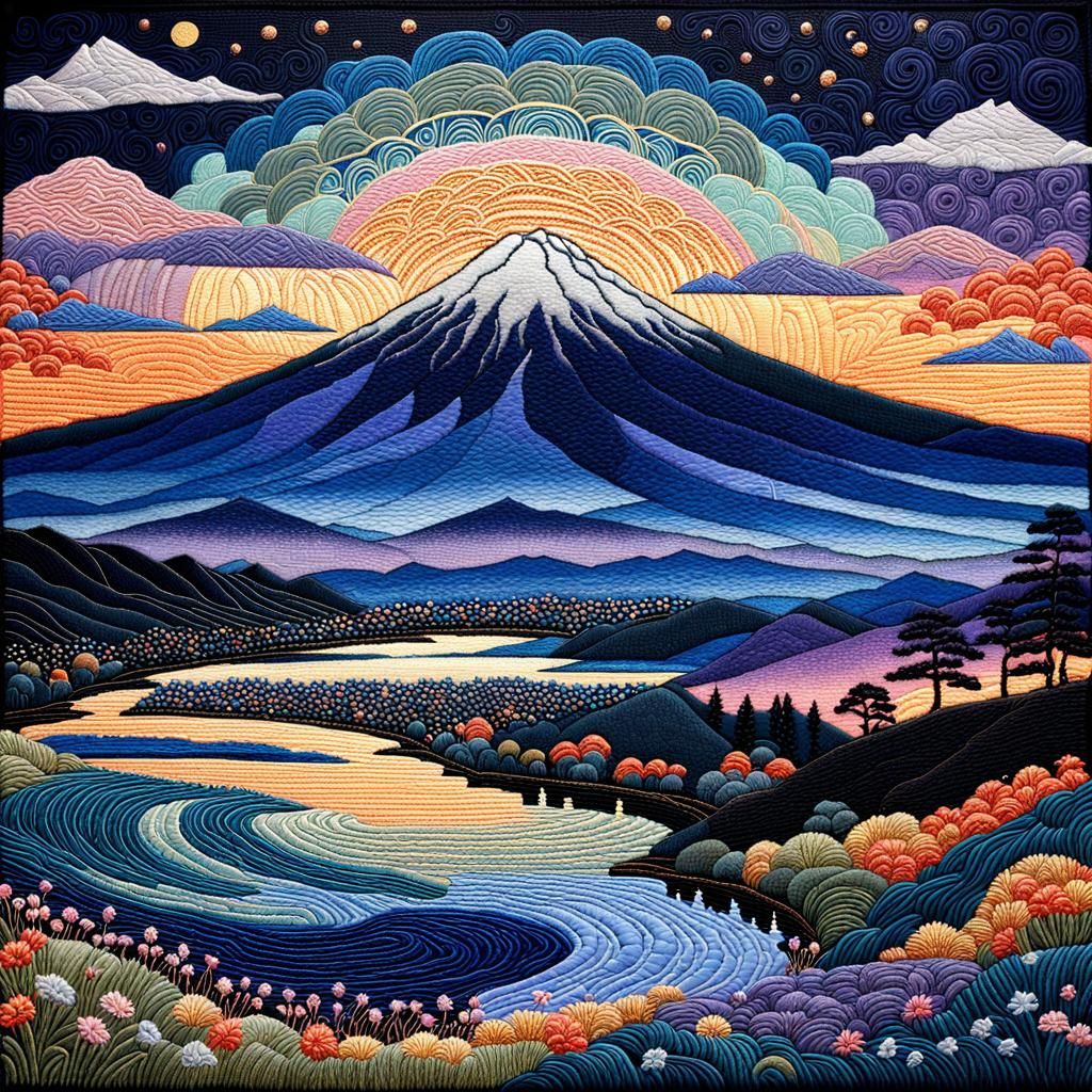 Twilight Embroidery Border in Klimt Style