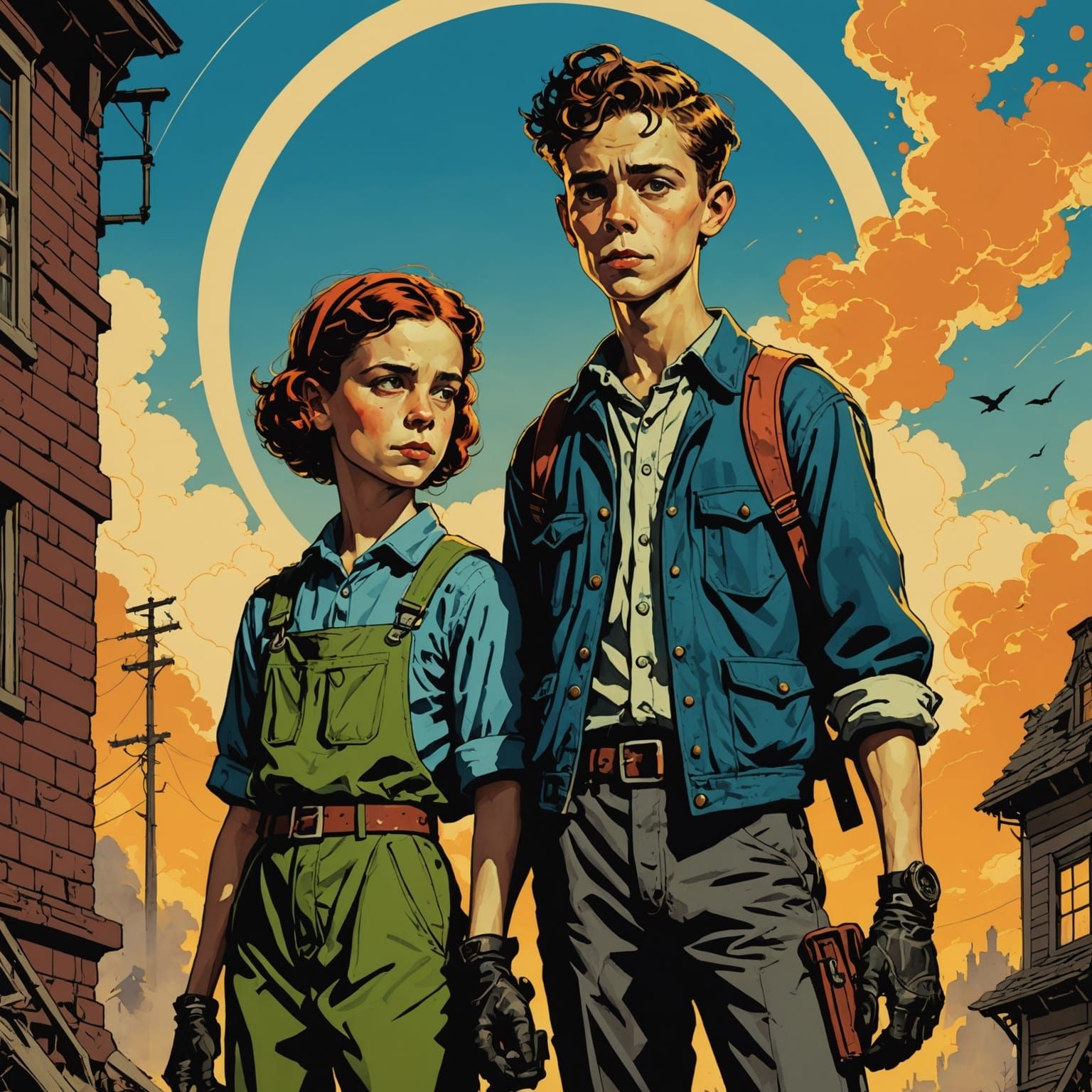 Undead Anarchist Teens in Rockwell-Parrish Style