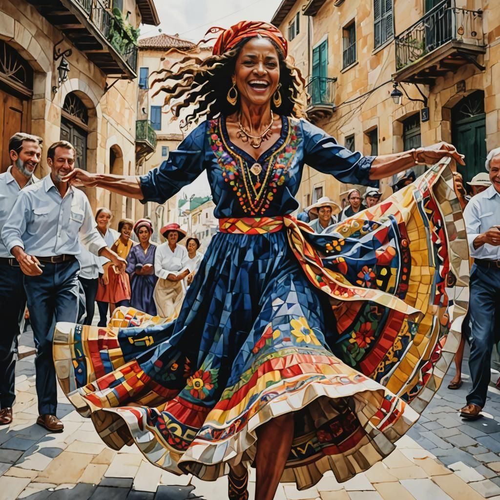 Woman Dancing: Hyperdetailed Watercolor Action Painting