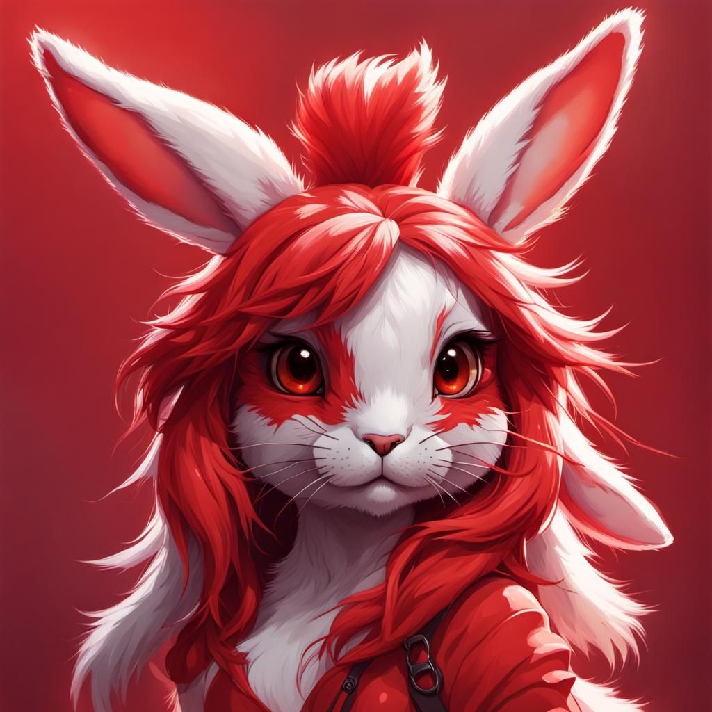 Hyperrealistic Kawaii Anthro Bunny Girl in Splash Art