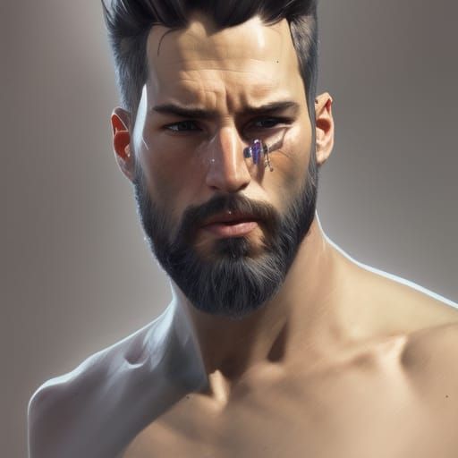 Hyperdetailed Portrait of Buff Scruff in Digital Art Style