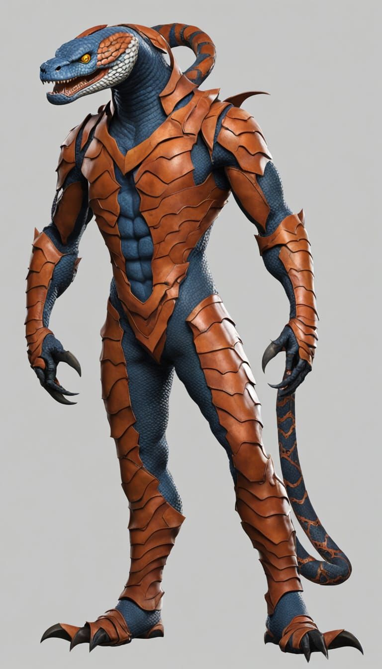 Sadistic Snakeman with Evil Smile in Ultrarealistic Detail