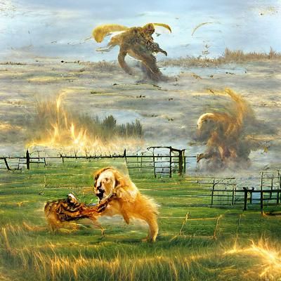Golden Retriever Confronts Hellhound