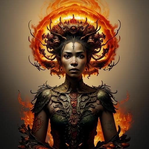 Fly Agaric Fire Goddess: A Hyperdetailed Masterpiece