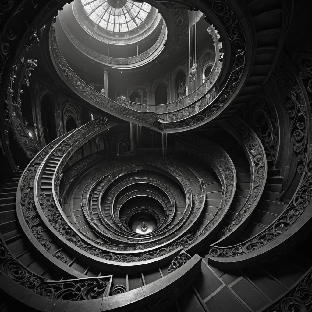 Within a monochromatic labyrinth, shadows and light engage i...