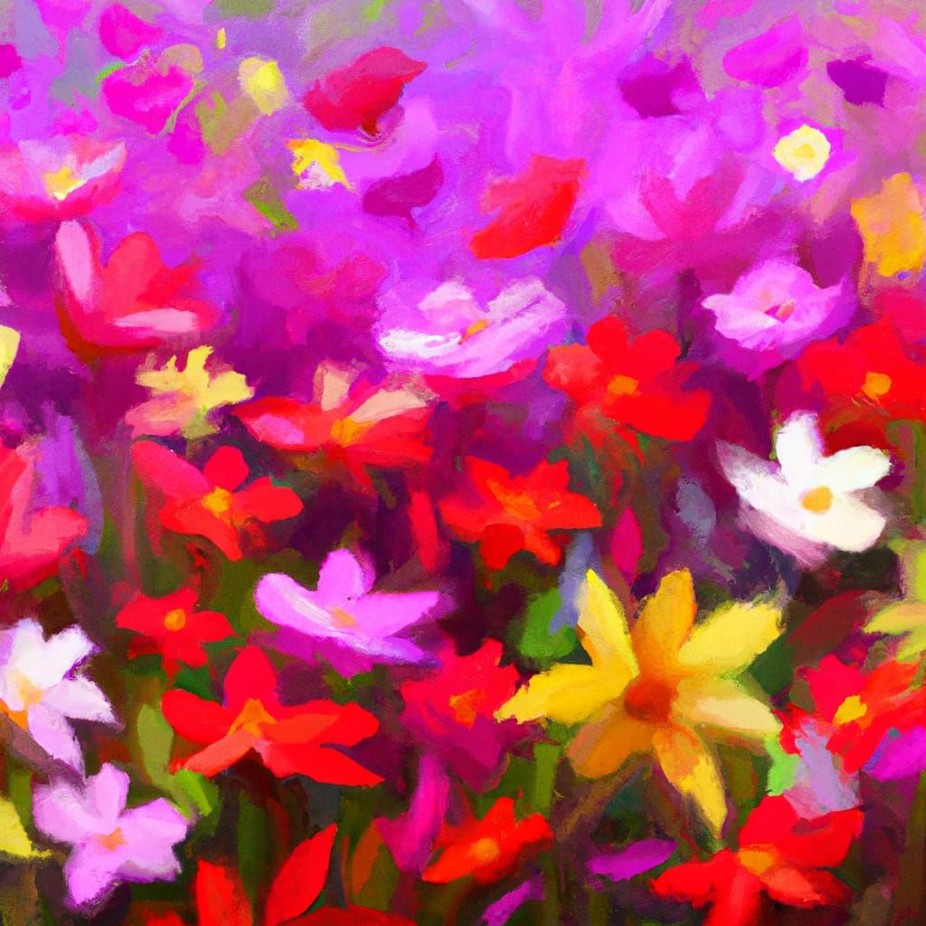 Vibrant Floral Field in Digital Art