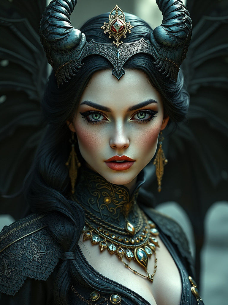 The Morrigan: Hyperrealistic Art Nouveau Portrait in 8k