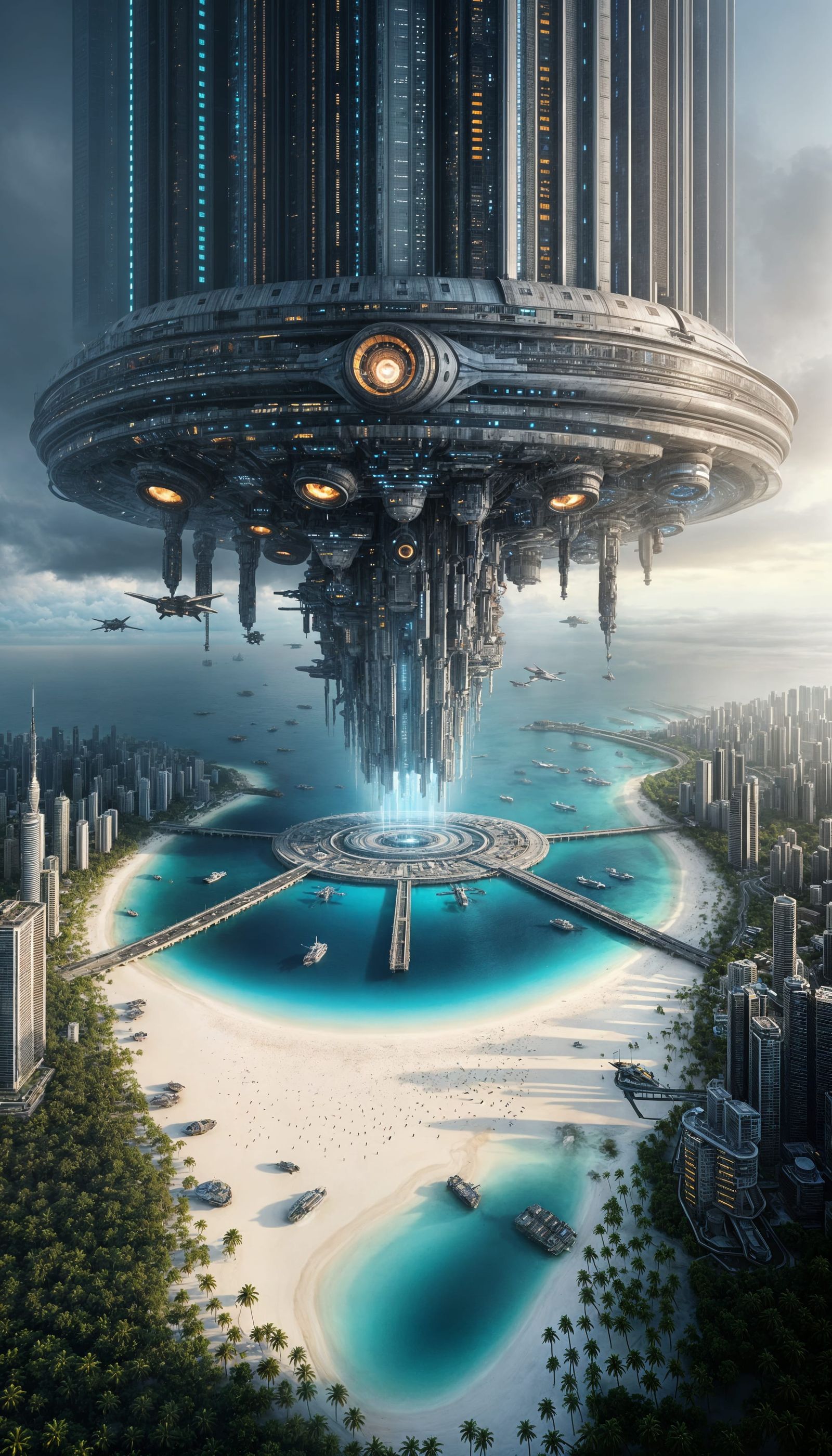 Gigantic Alien Mothership Descends on Tropical Beach