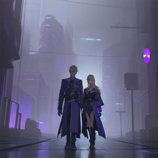 Cyberpunk Elf and Cleric in Neon Alleyway