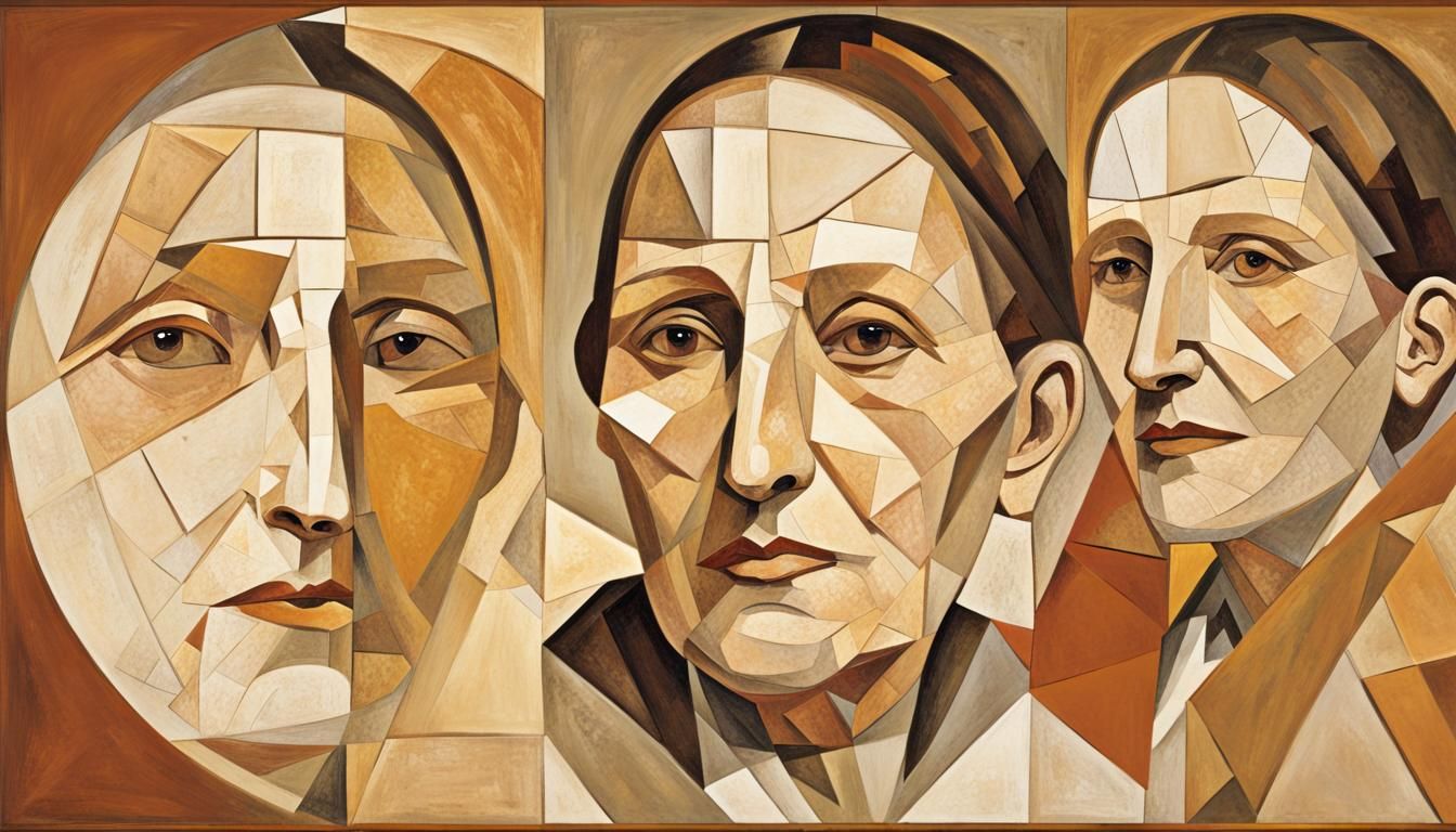 Cubist Portrait of Gertrude Stein with Geometric Facets
