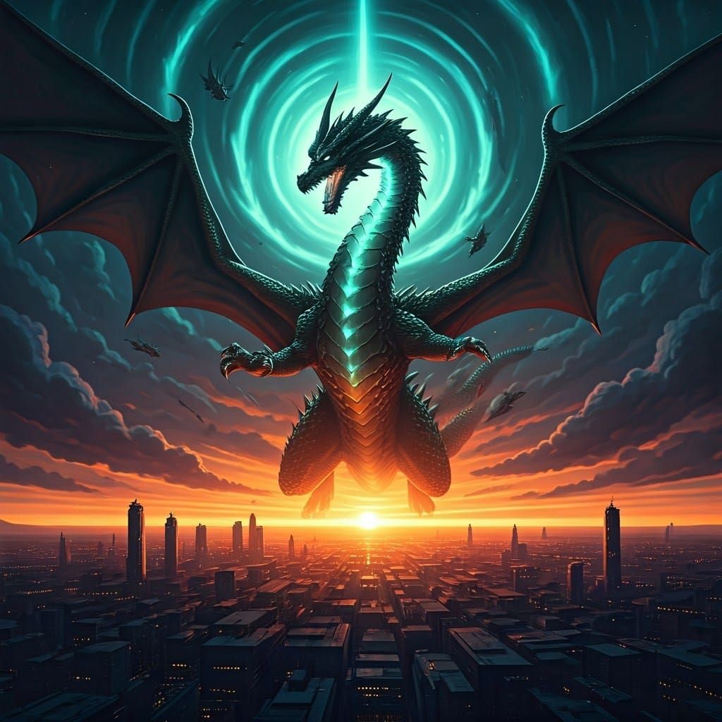 King Ghidorah Descends on Futuristic Metropolis