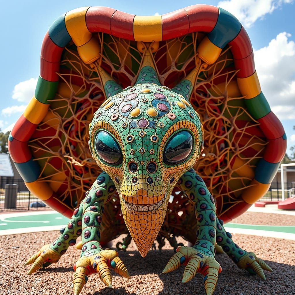 Alien Hybrid Playground Beast in Fractal Rainbow