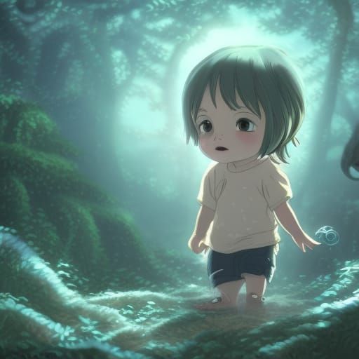 Chibi Lovecraftian Baby Monster in Anime Style