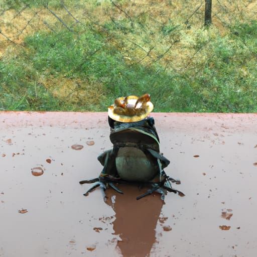 Frog in Top Hat Caught in the Rain