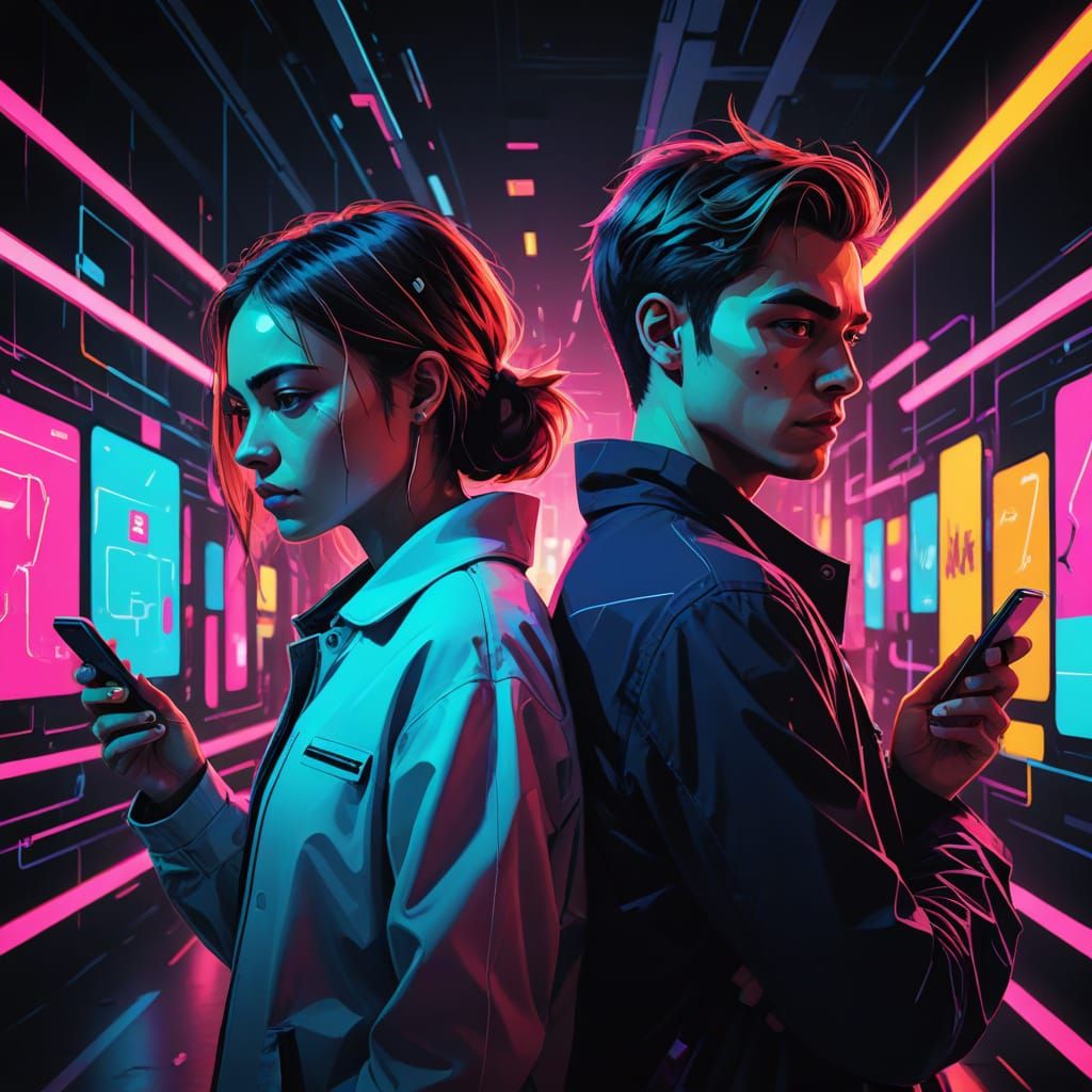 Teenagers Confronting Social Media Anxiety in a Futuristic W...