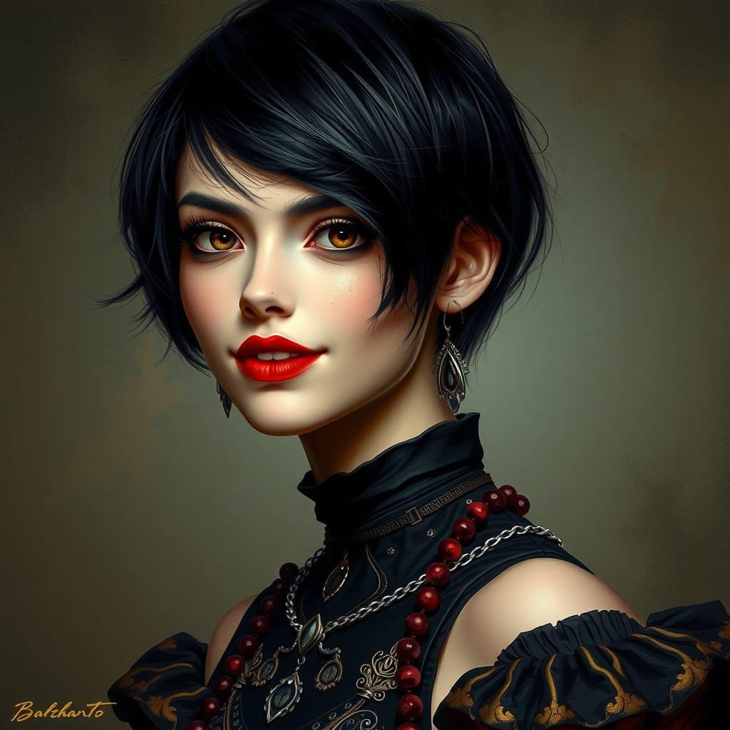 Gothic Queen Portrait in Realism Style