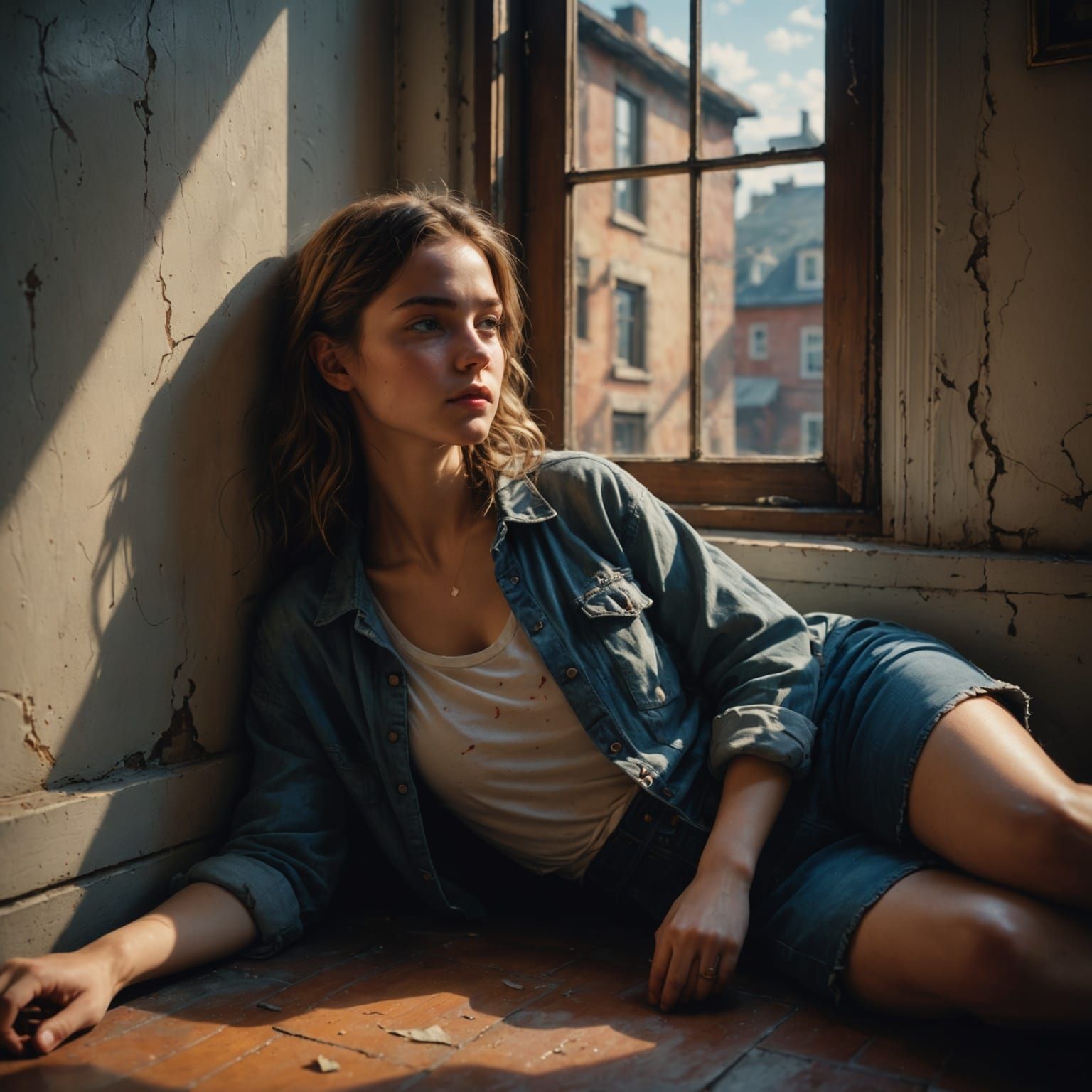Cinematic Portrait of a Girl in Oil-Painted Skin