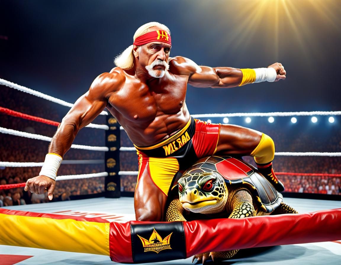Hulk Hogan as Turtle Wrestler: Hyperrealistic Concept Art