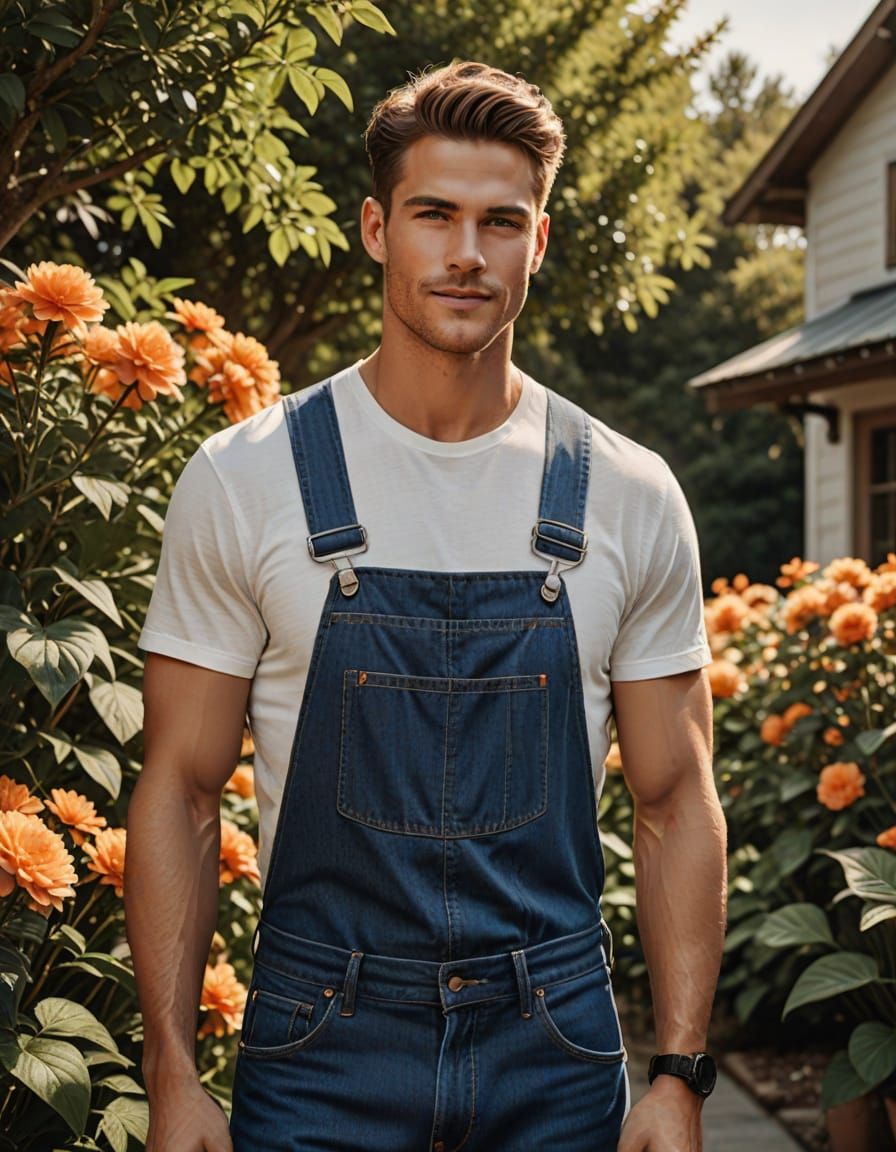 Confident Male Model in Blue Denim