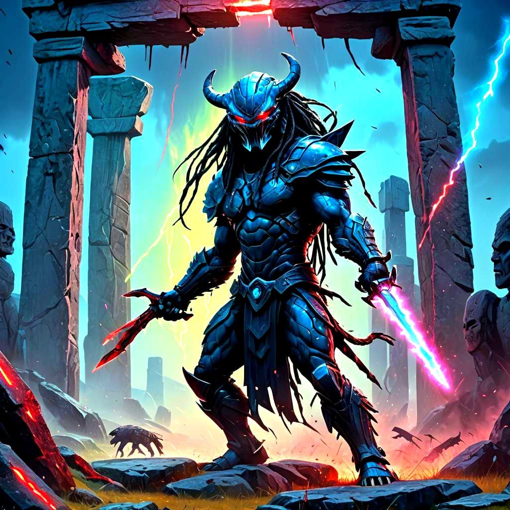 Predator vs Alien at Stonehenge: 3D Anime Art