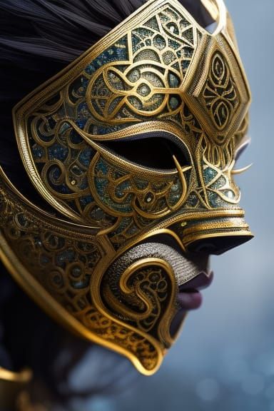 Intricate Water Mask: Hyperrealistic Fantasy Art
