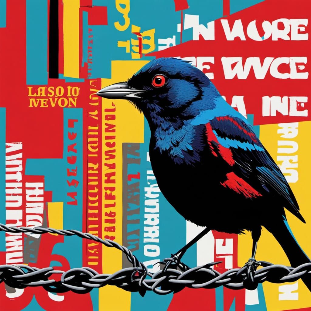 Vibrant Pop Art Bird on a Wire