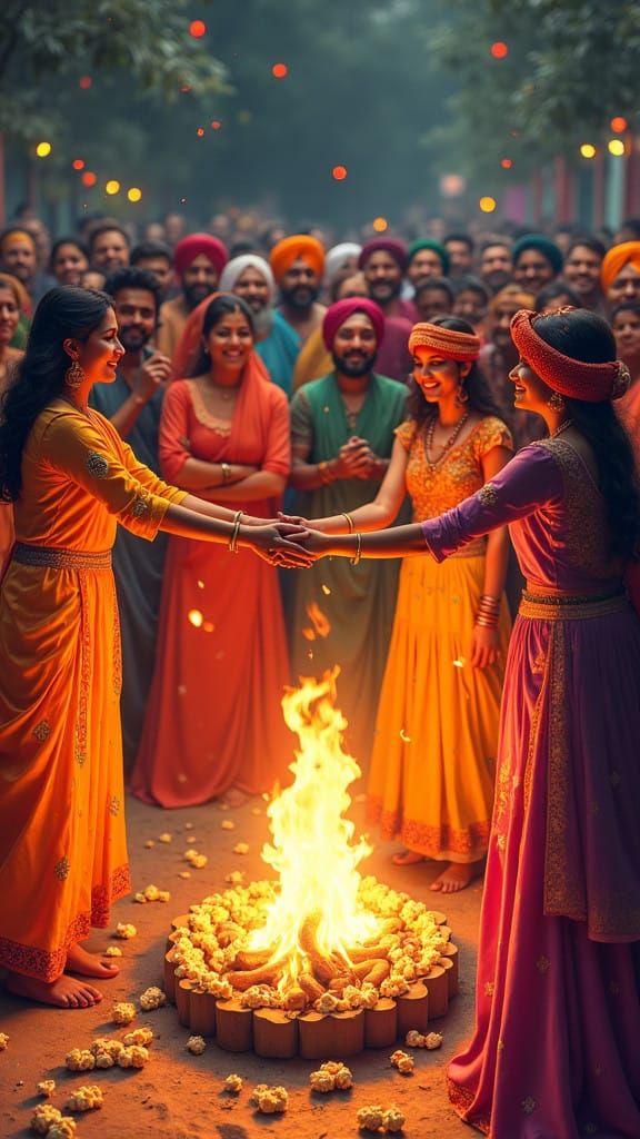 Traditional Lohri Celebration in Vibrant Colors