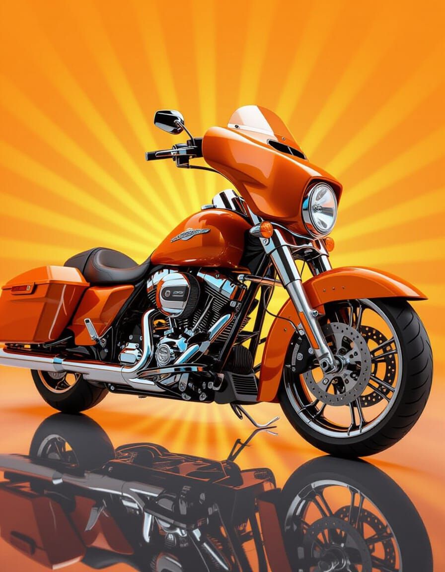 Gleaming Orange Motorcycle in Studio Lighting