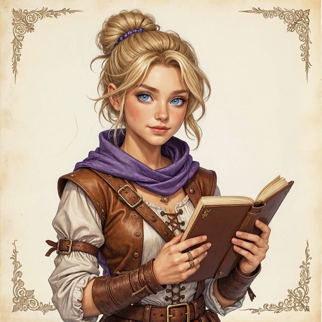 D&D Style Woman with Blue Eyes and Berries