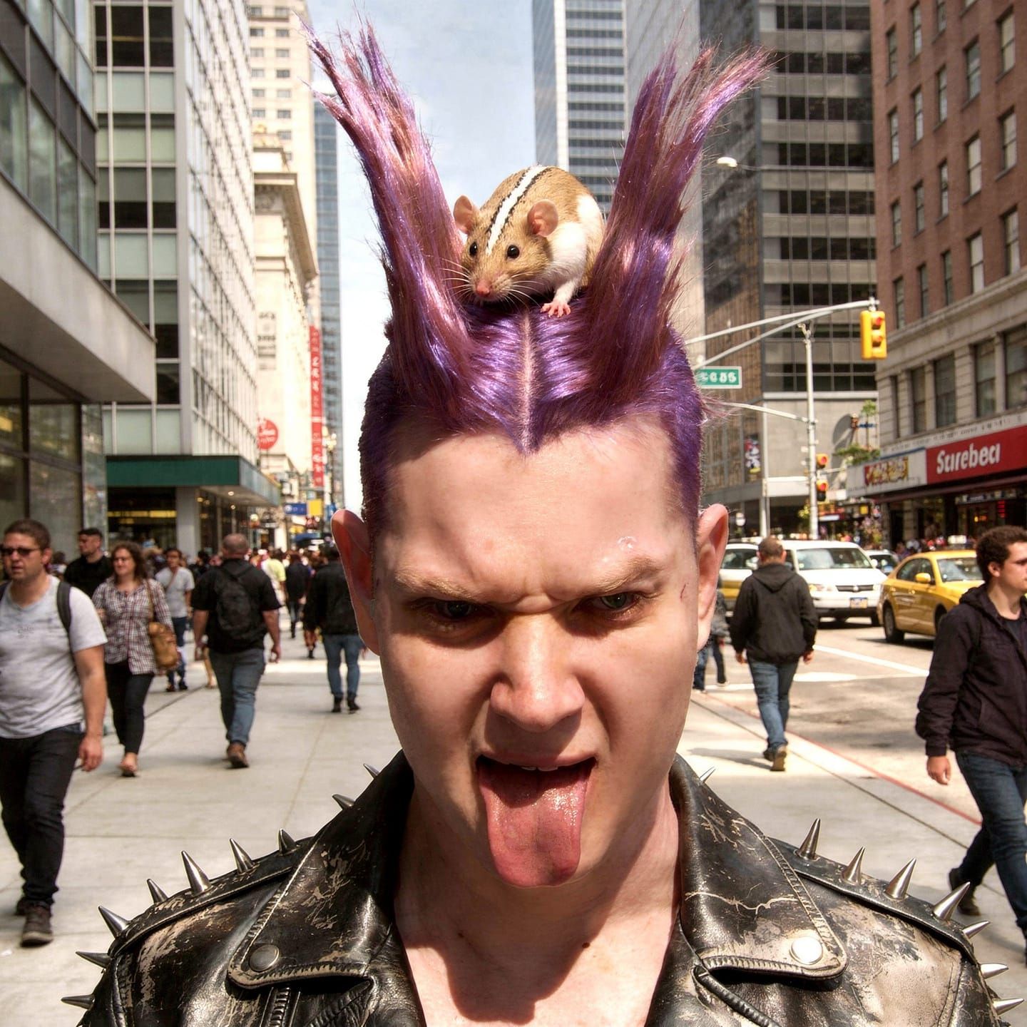 Punk Rocker with Double Mohawk in Dramatic Digital Painting