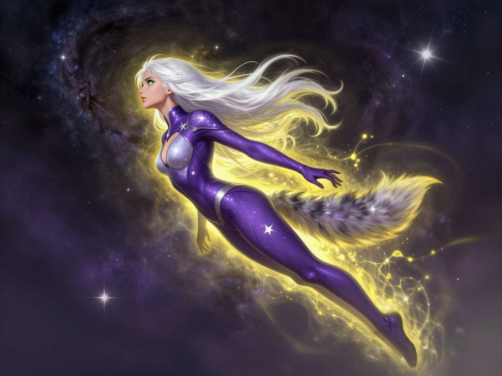 Fantasy Concept Art of Woman in Space Nebula