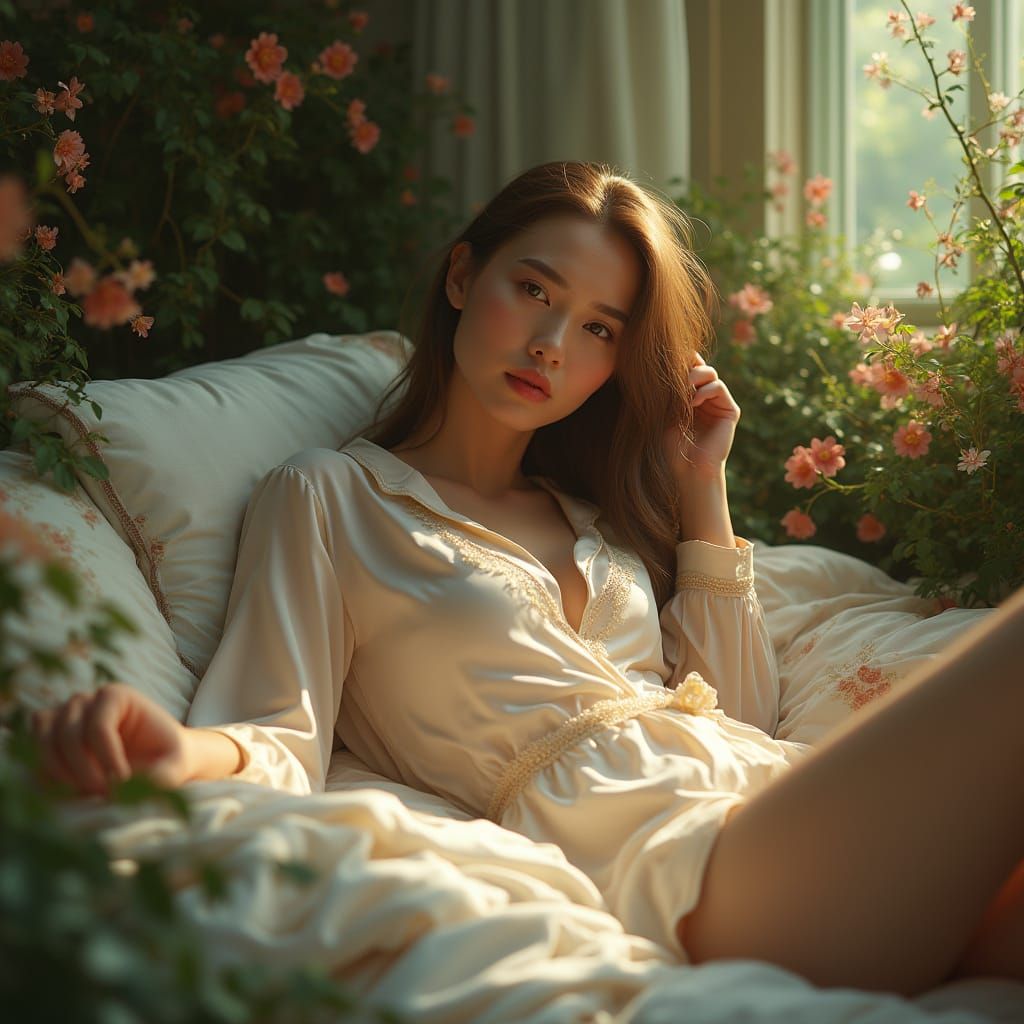 Ethereal Goddess in Dreamlike Oasis