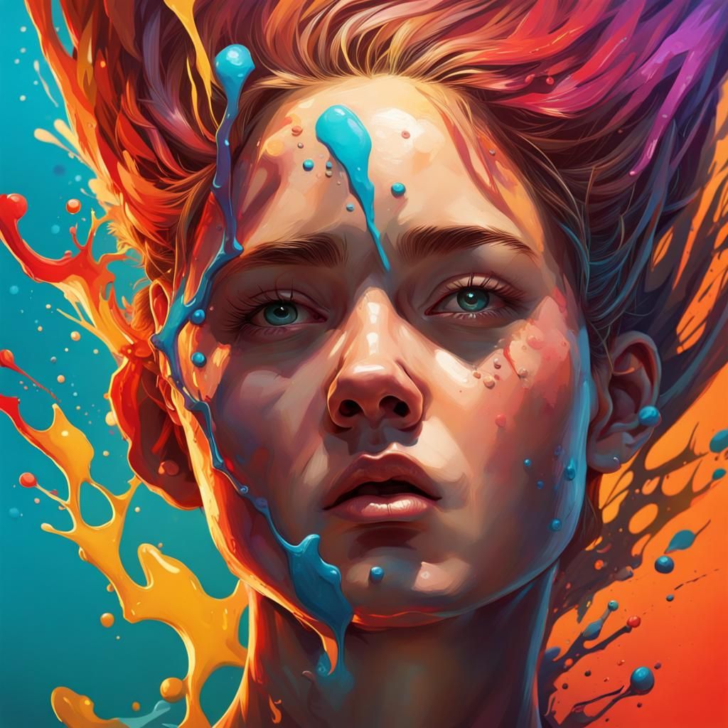 Dramatic Hyperrealistic Portrait with Colorful Lighting