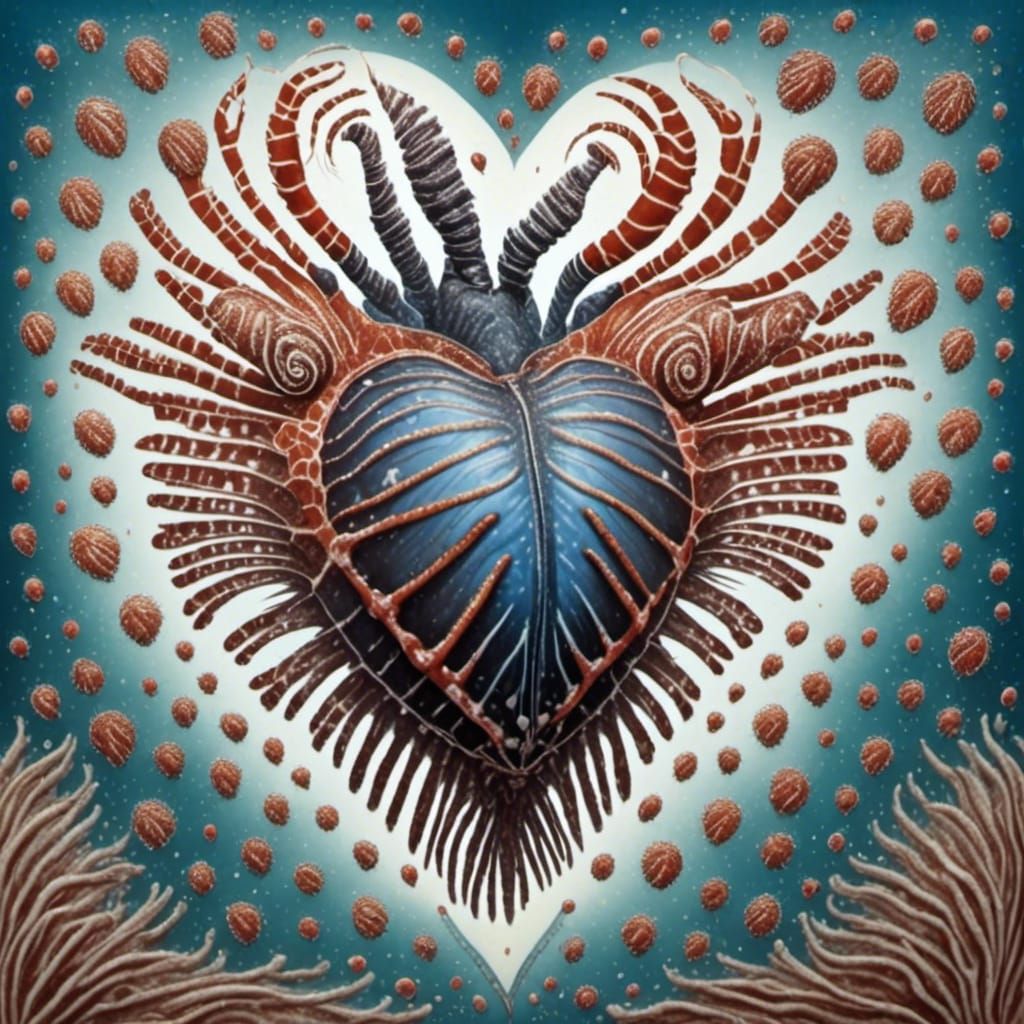 Lionfish Heart with Web-like Patterns