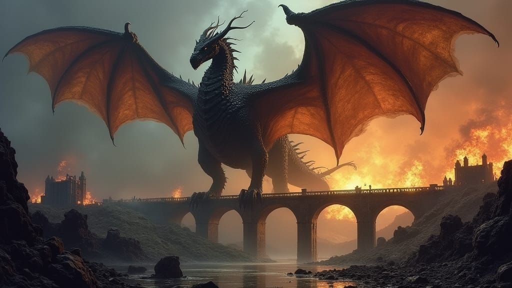Dragon Glaurung Victorious Over Sacked Nargothrond