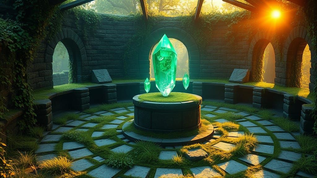 Mystical Druid's Study in Ancient Ruins