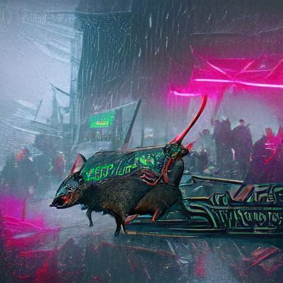 Skaven in Cyberpunk 2099 Neon Cityscape