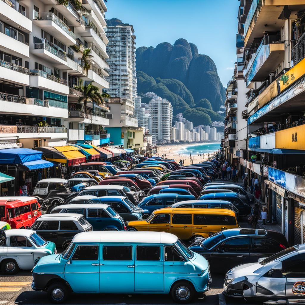 Copacabana Beach on Planet Zrik: A Sci-Fi Scene