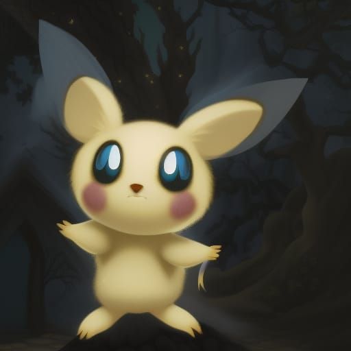 Ethereal Pichu in Hyperdetailed Fantasy Landscape