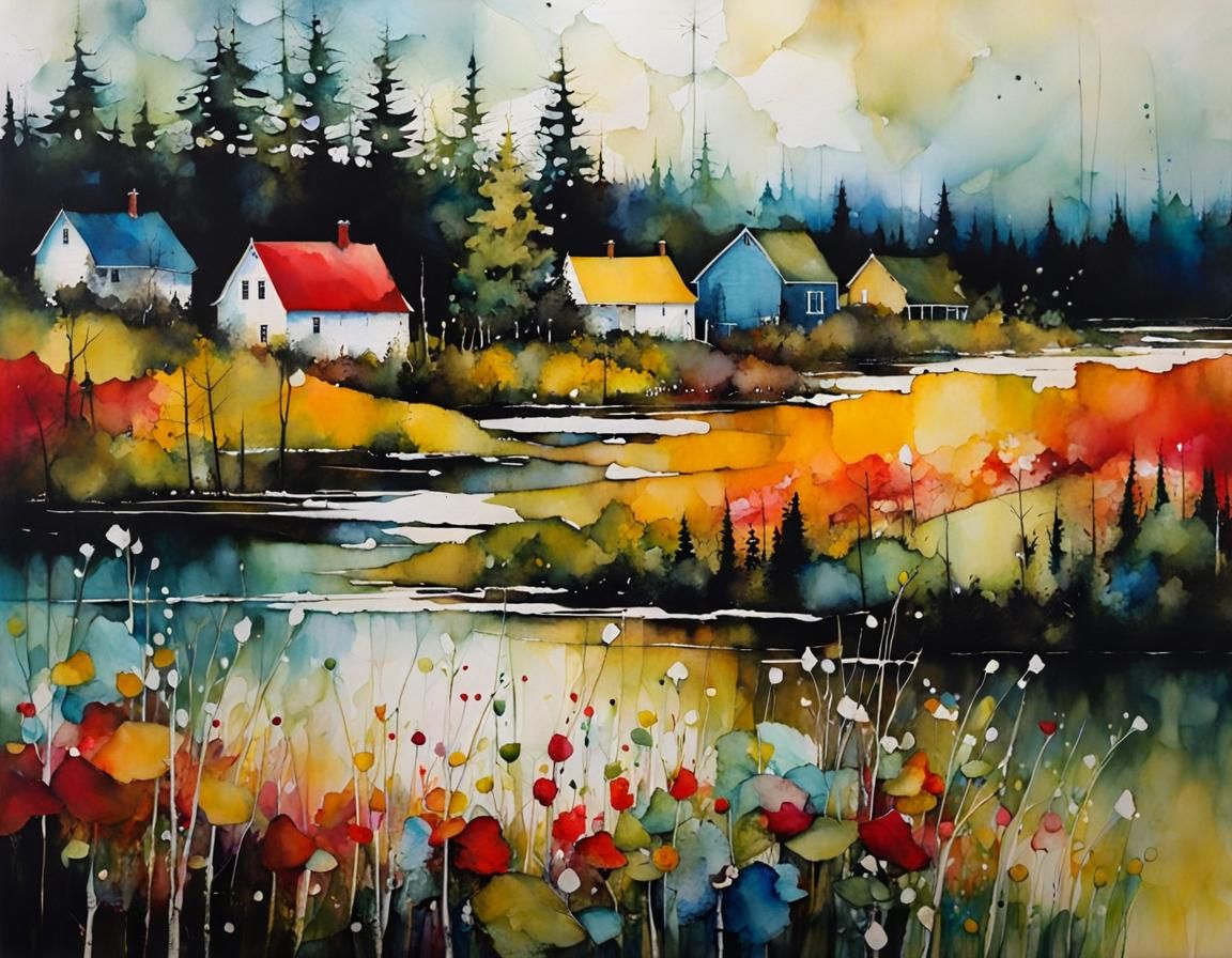 Summer in New Brunswick as Encaustic Painting