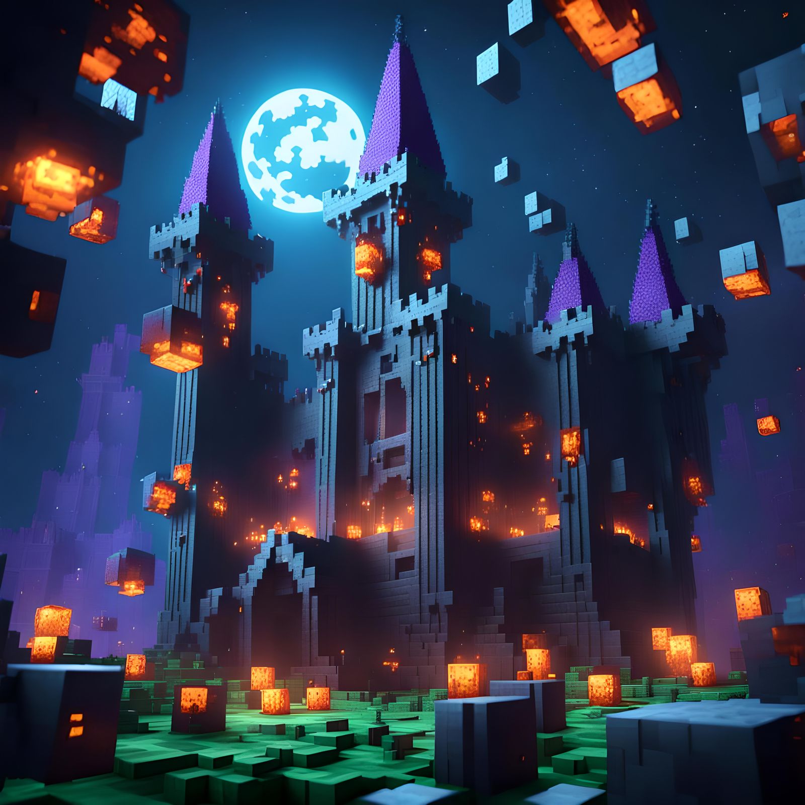 Ethereal Dark Castle in Glassy Darkness