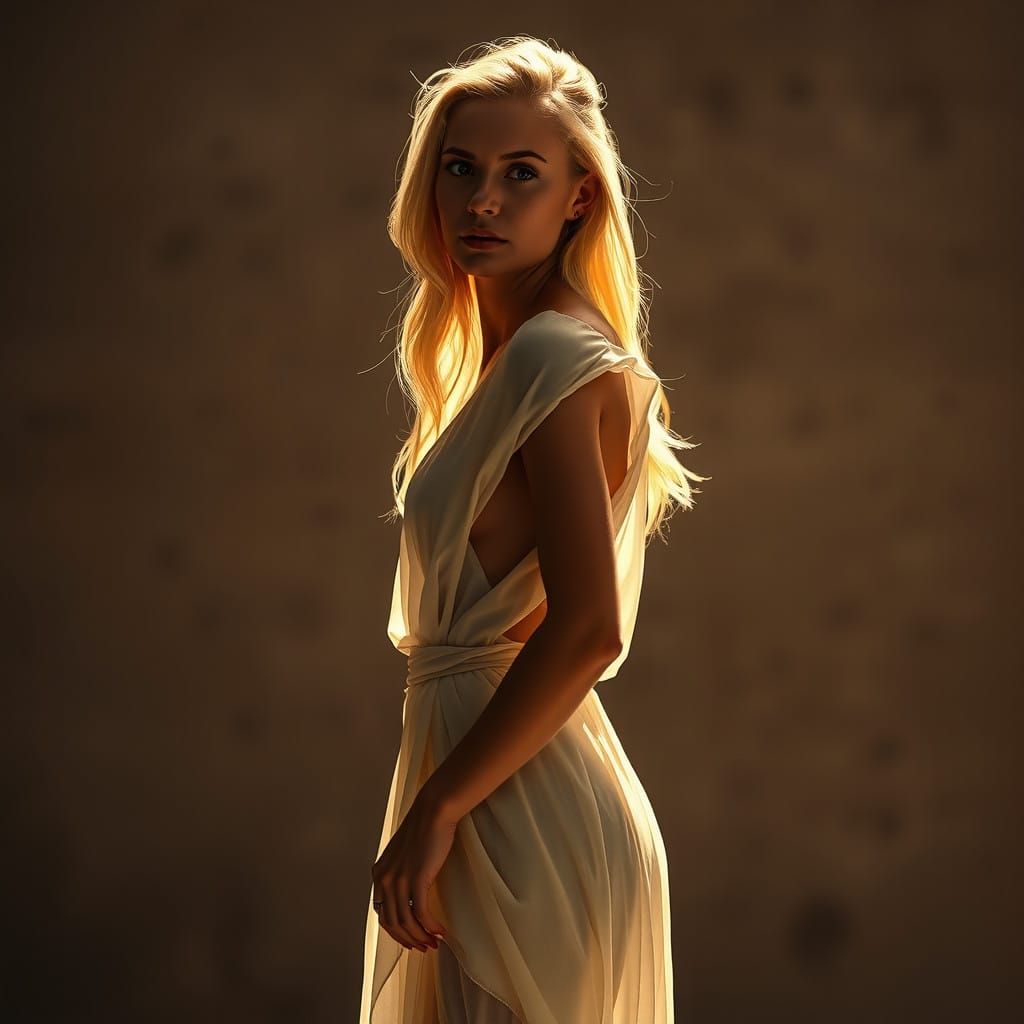 A Woman in Dramatic Light and Shadow