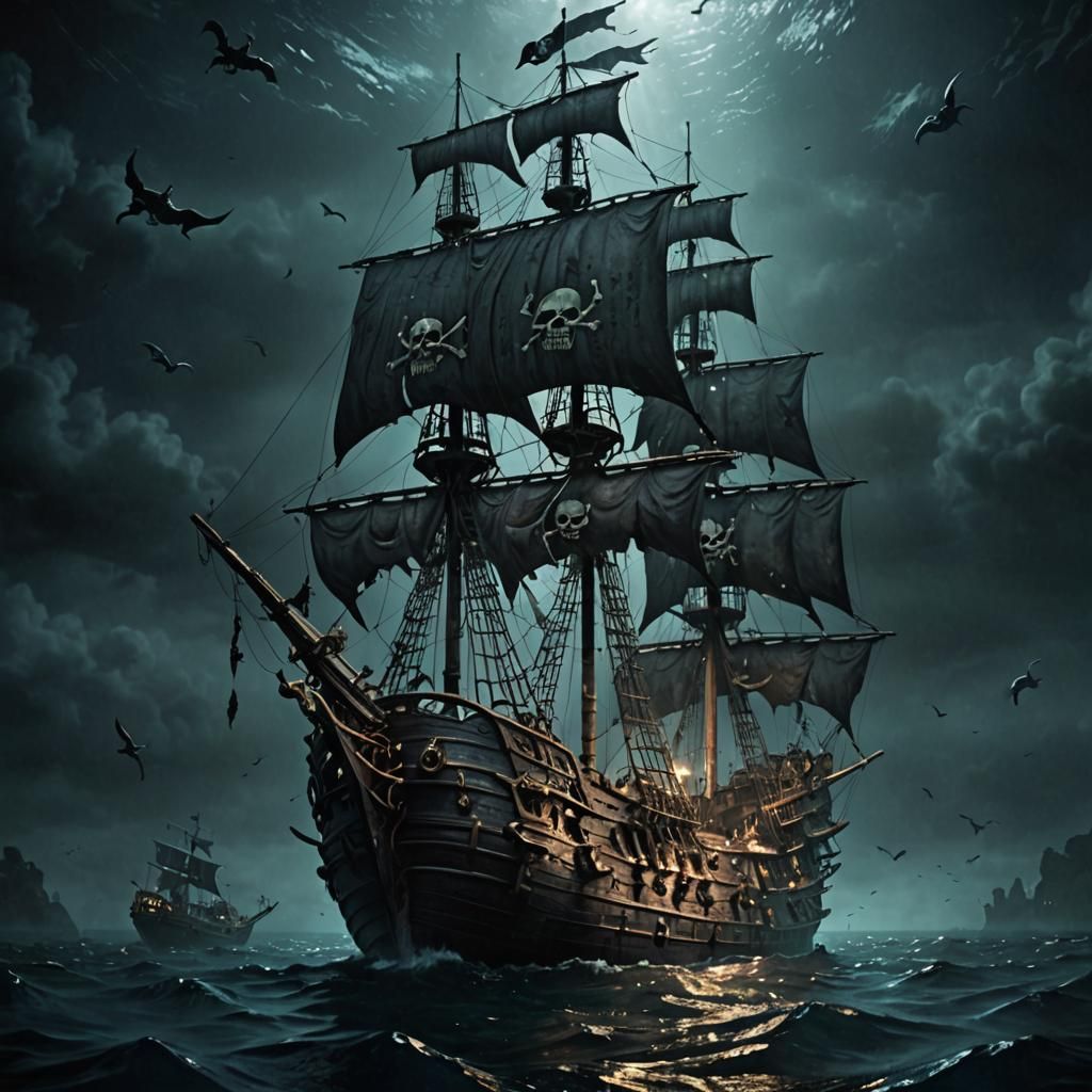 Haunting Pirate Ship at the Bottom of the Ocean