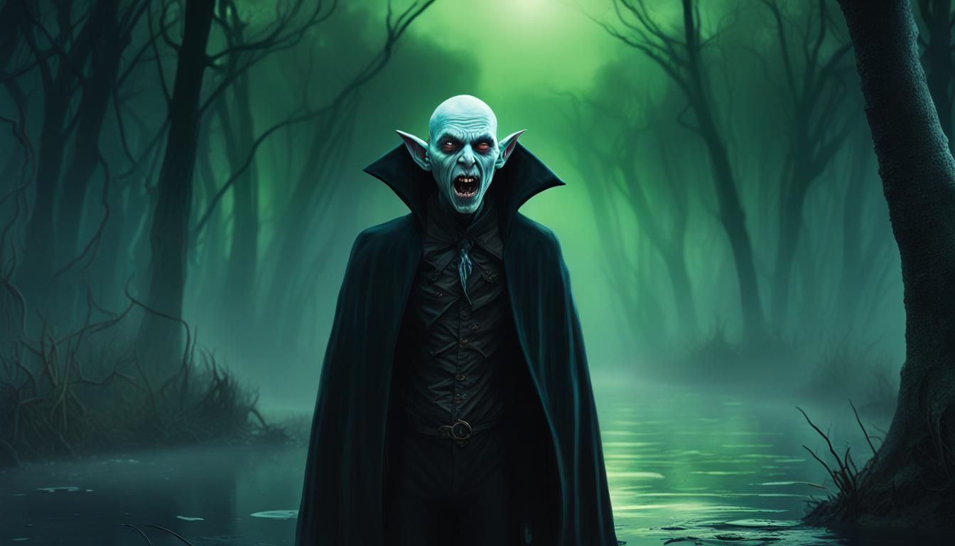 Menacing Nosferatu Vampire in a Swamp