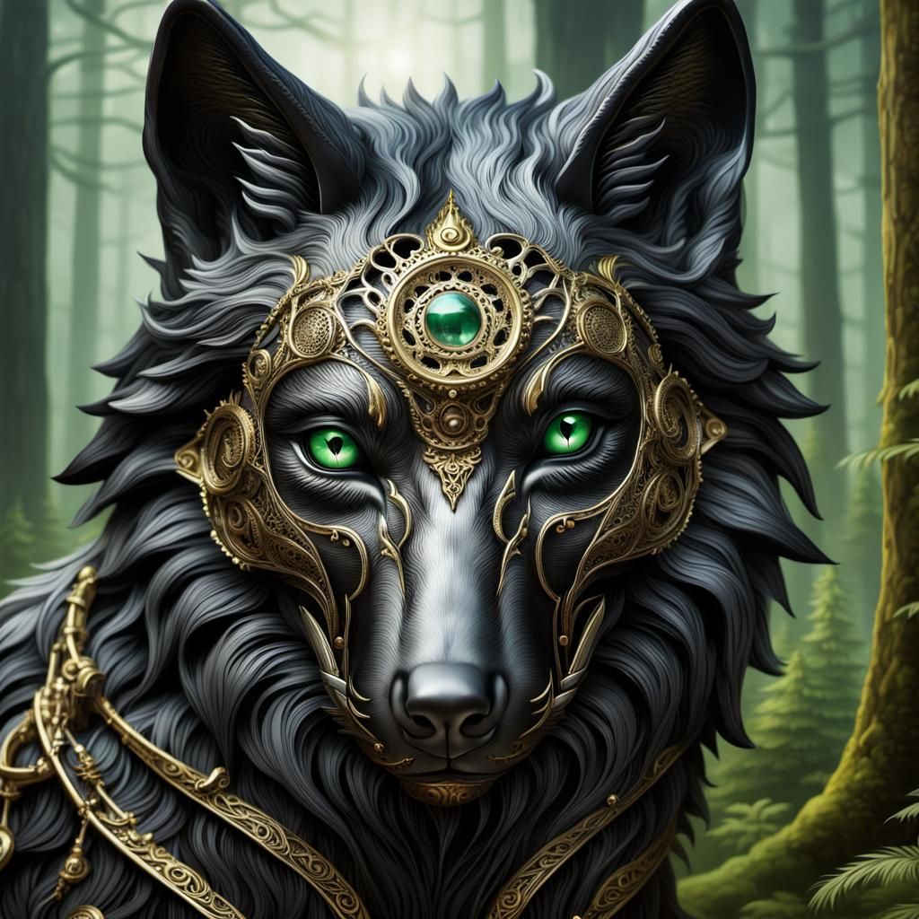 Regal steampunk Black Wolf