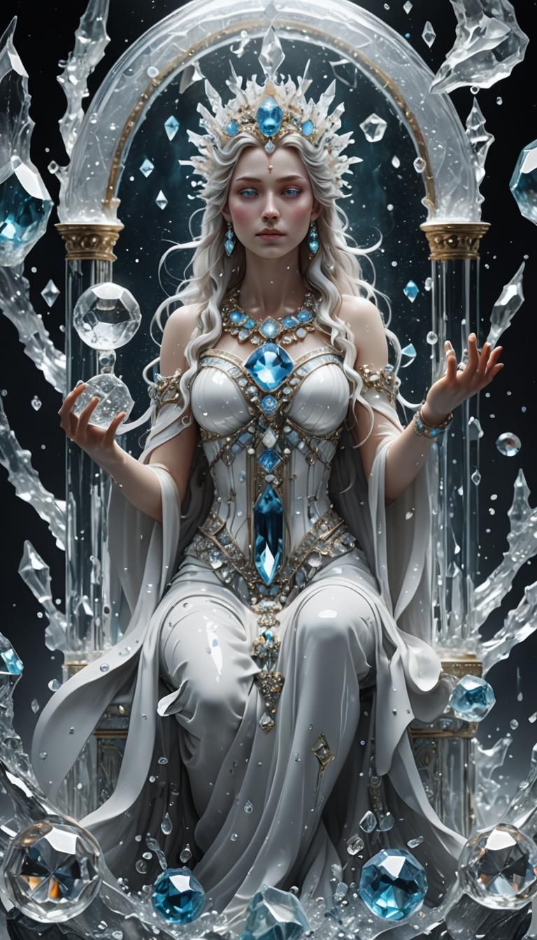 Crystal Glass Goddess in Milk-White Setting