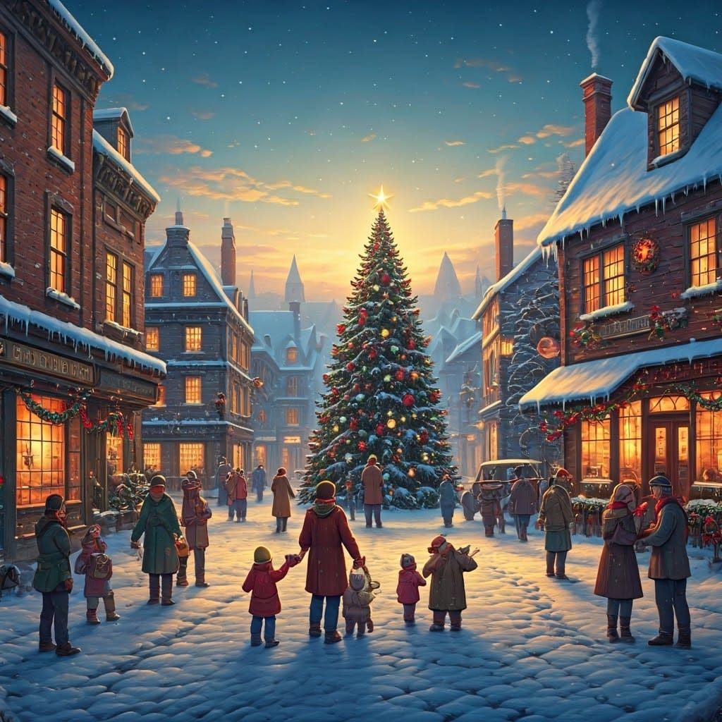 Charming Christmas Morning in Snow-Globe Town