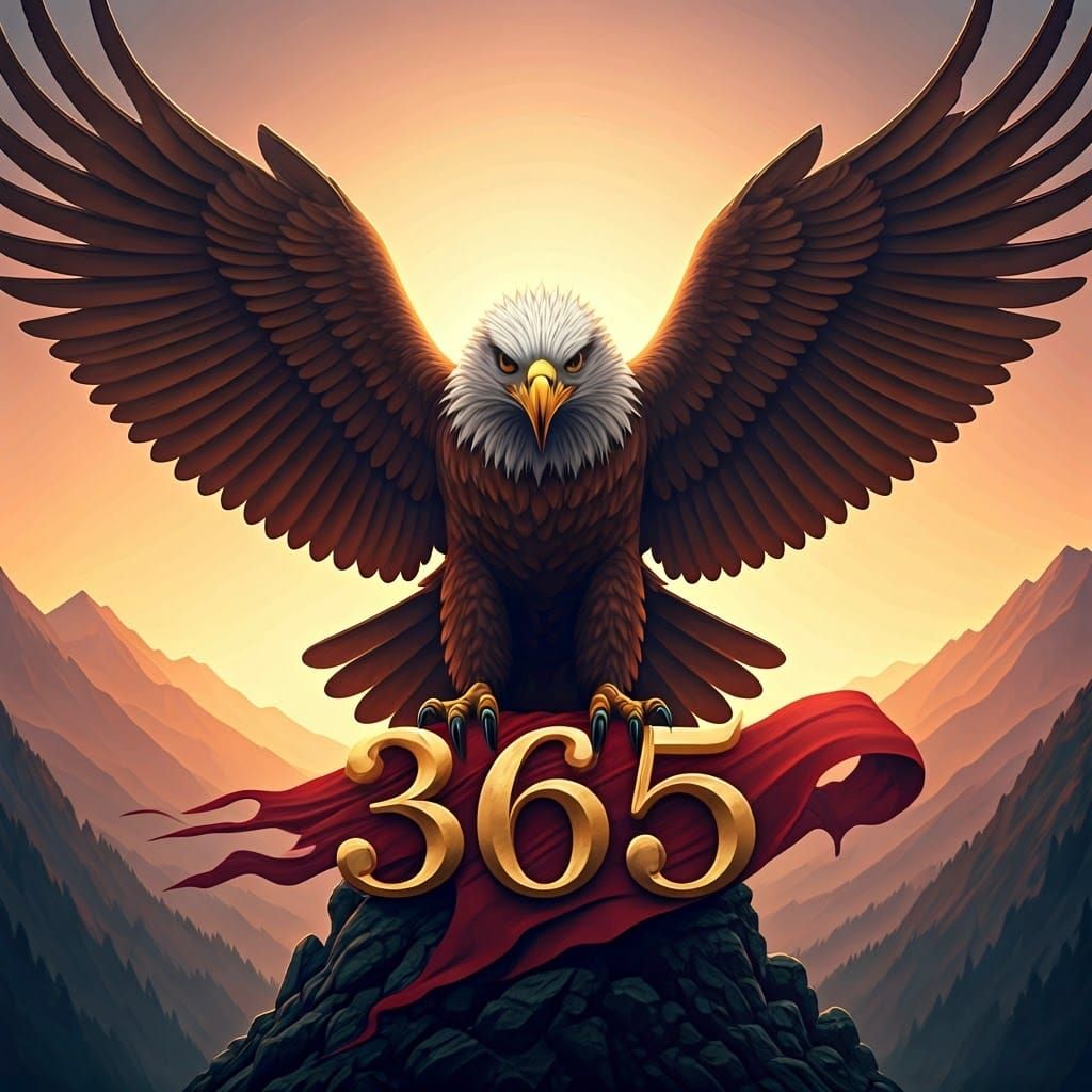 Majestic Eagle Banner Over Misty Mountains