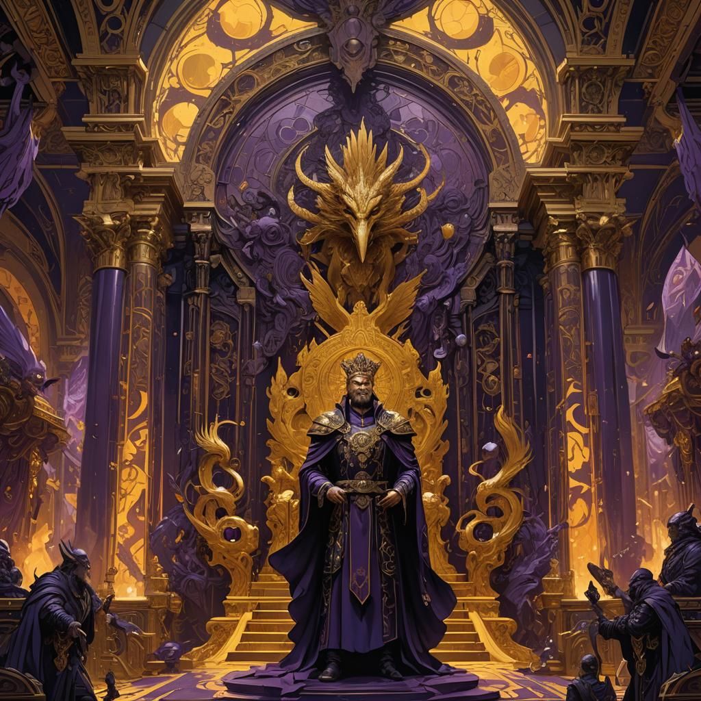 Dark Fantasy Emperor on Phoenix Throne Concept Art